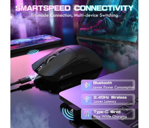 Attack Shark X1 Touchpad PAW3395PRO Omron czarna ze stacją ładującą - 1349825 - zdjęcie 8